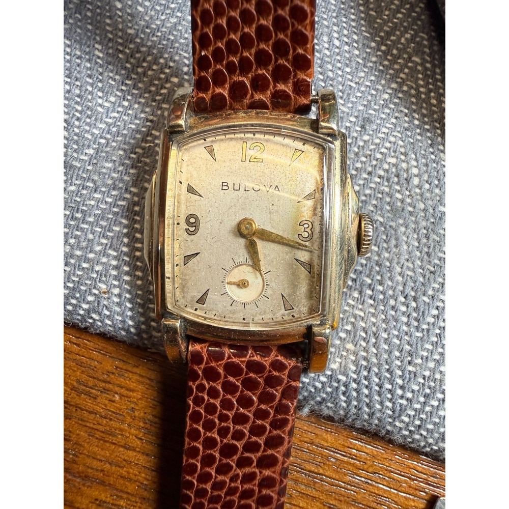 Vintage Bulova 10BM 21 Jewels 10K GF Mens Watch see Running Video new band